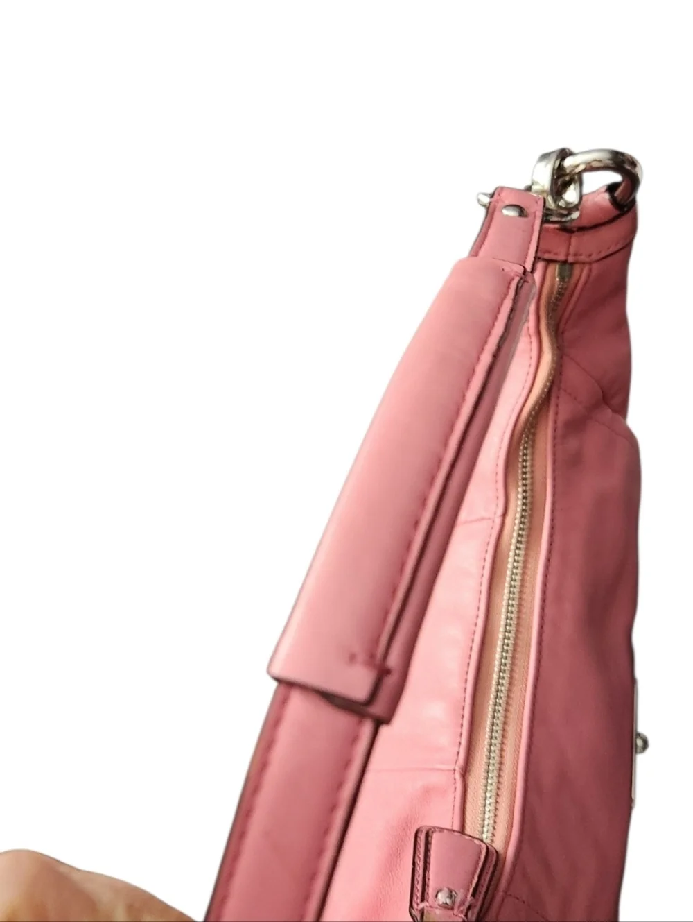 Coach Pink Leather Shoulder Bag Magnetic Fliplock Flap Hobo Purse